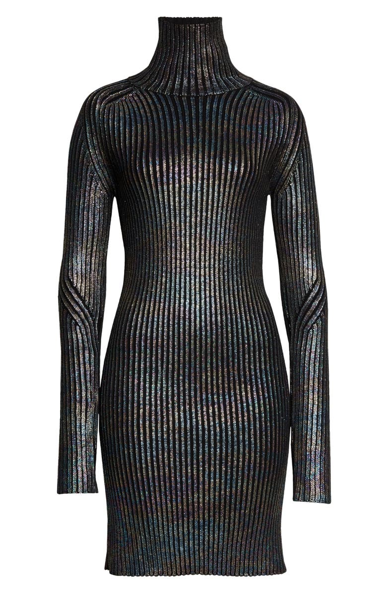 St. John Collection Foiled Rib Wool Dress, Alternate, color, 