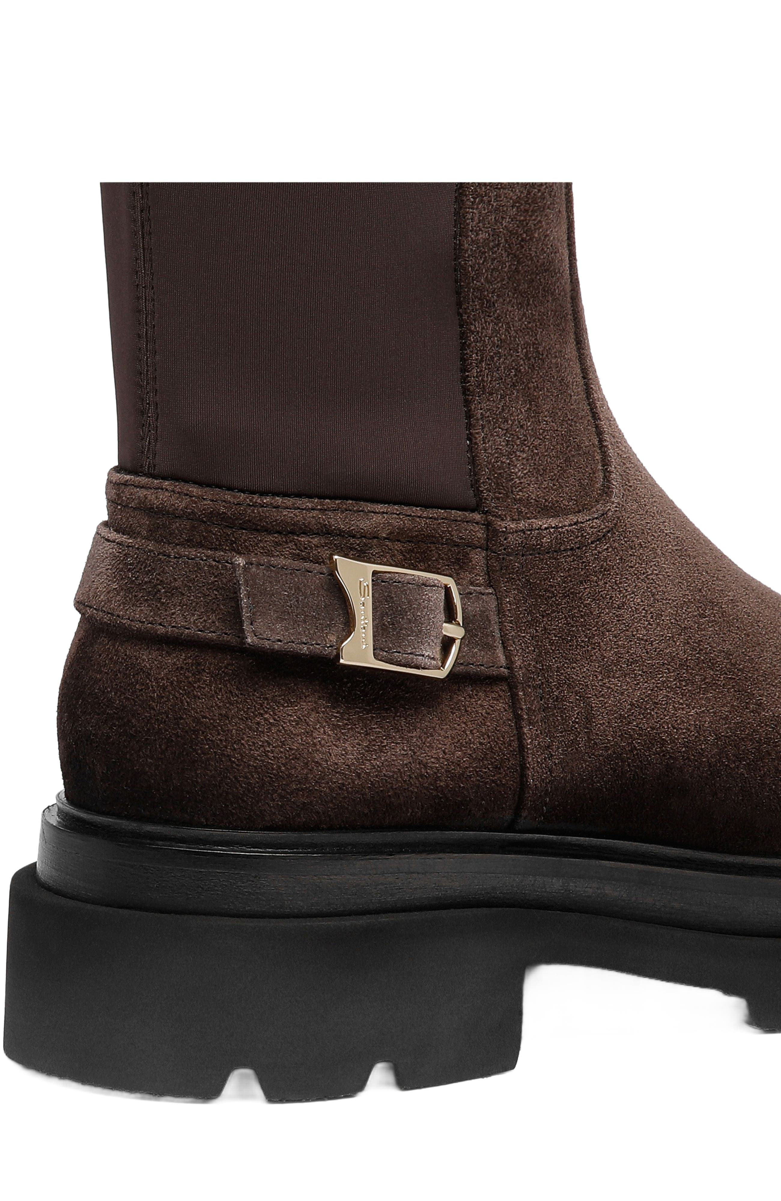 Santoni Women's suede boot, Alternate, color, Brown
