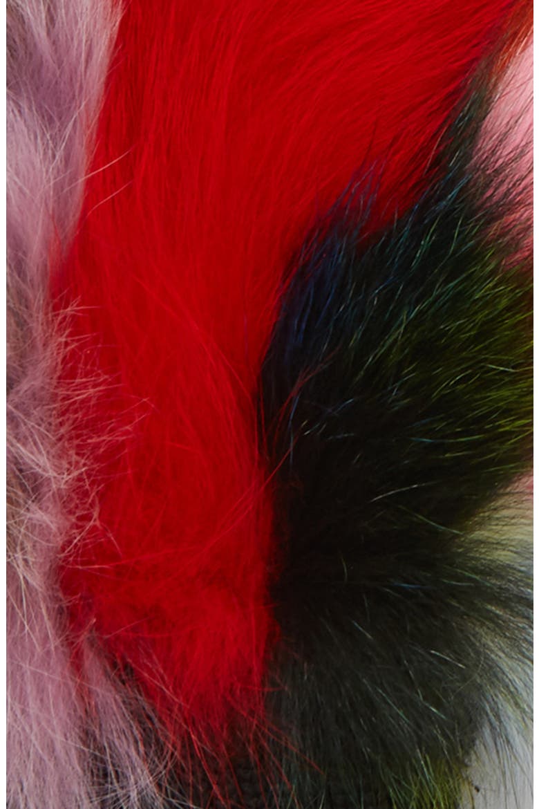 Insomniac Knit & Genuine Fox Fur Open Finger Mittens, Alternate, color, RAINBOW