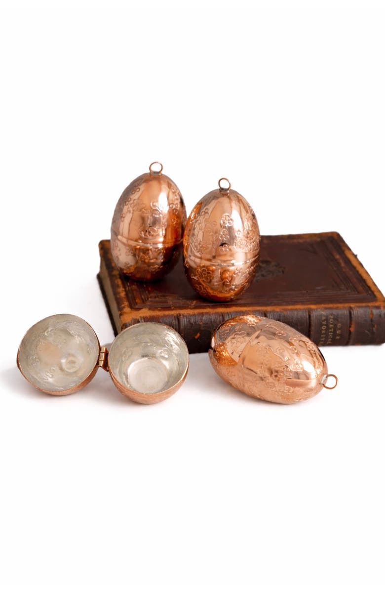Coppermill Kitchen CMK Copper Etched Bird & Floral Egg Ornaments - Set of 4, Alternate, color,