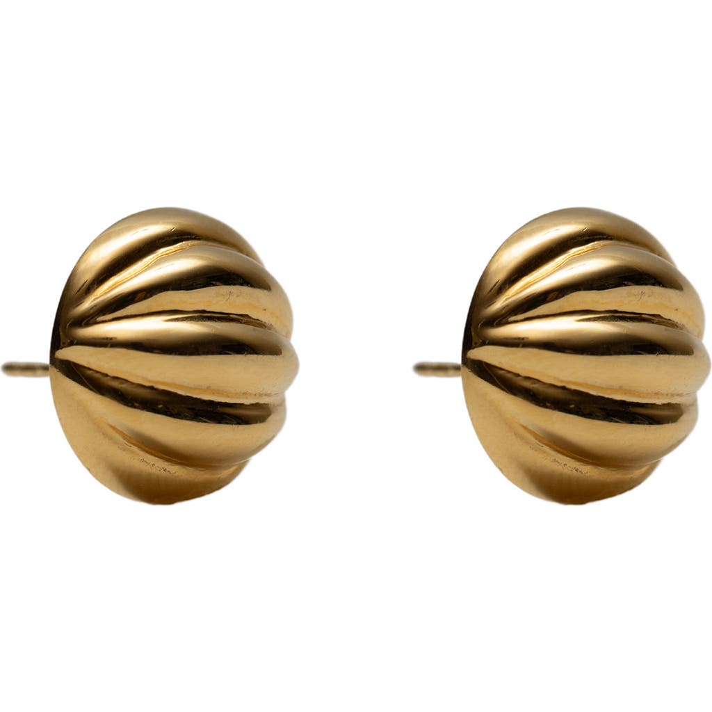 Argento Vivo Ribbed Button Stud Earrings