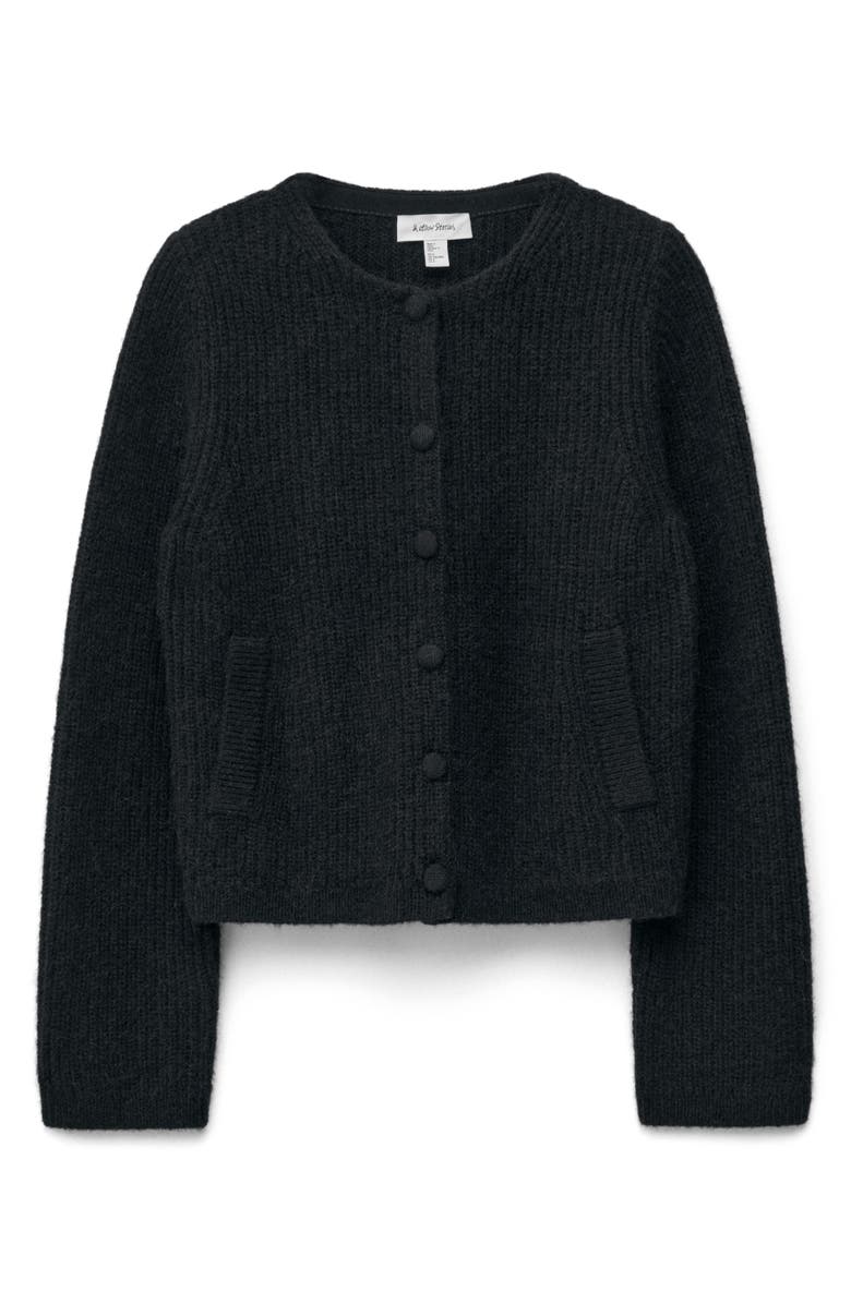& Other Stories Wool & Alpaca Blend Rib Cardigan, Alternate, color, Black Dark