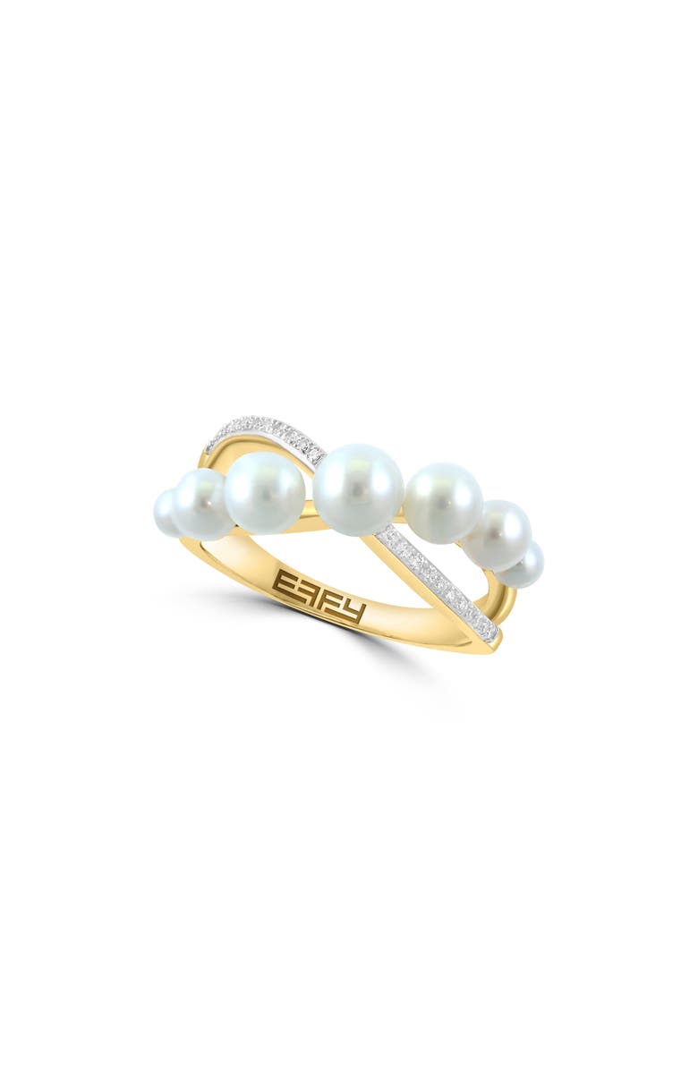 EFFY Diamond & Freshwater Pearl Crossover Ring, Main, color, White
