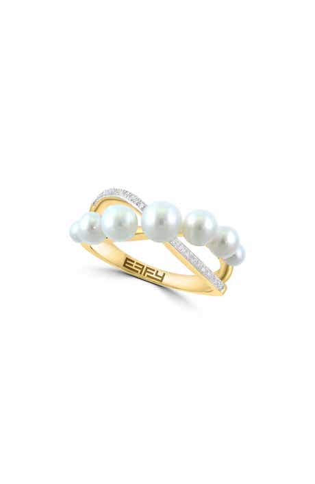 EFFY Diamond & Freshwater Pearl Crossover Ring
