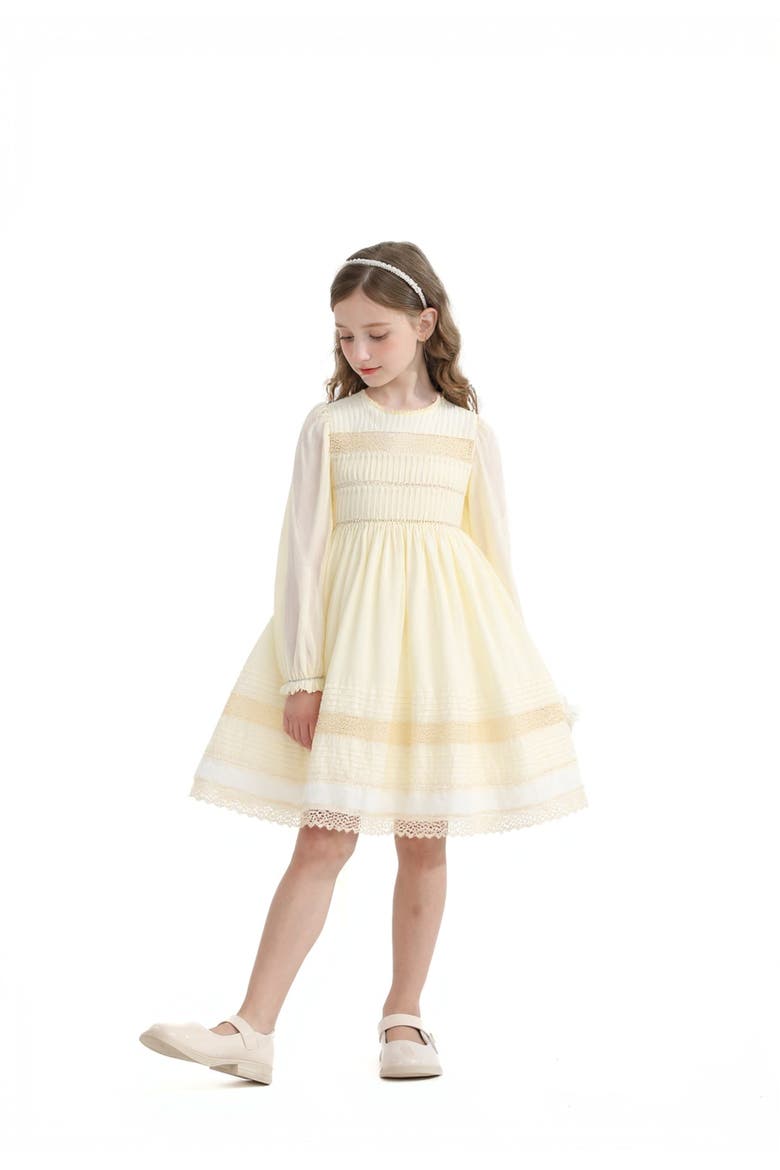 Pintuck & Lace Dress, Alternate, color, White