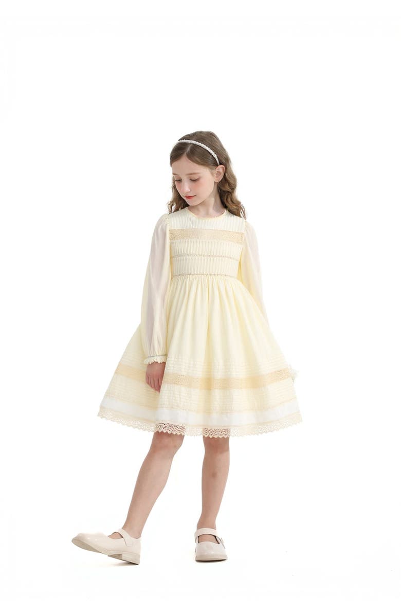 Sweet Cactus Pintuck & Lace Dress, Alternate, color, White