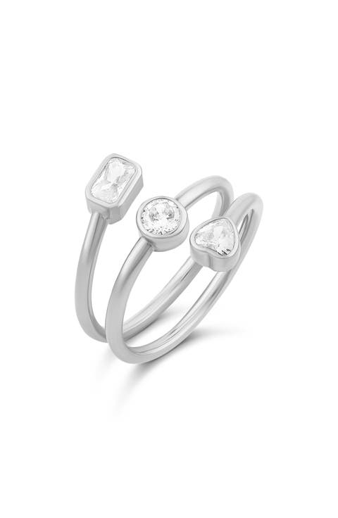 Cubic Zirconia Bezel Wrap Ring