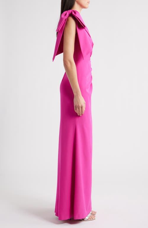 Eliza J Bow Detail One-shoulder Gown In Pink