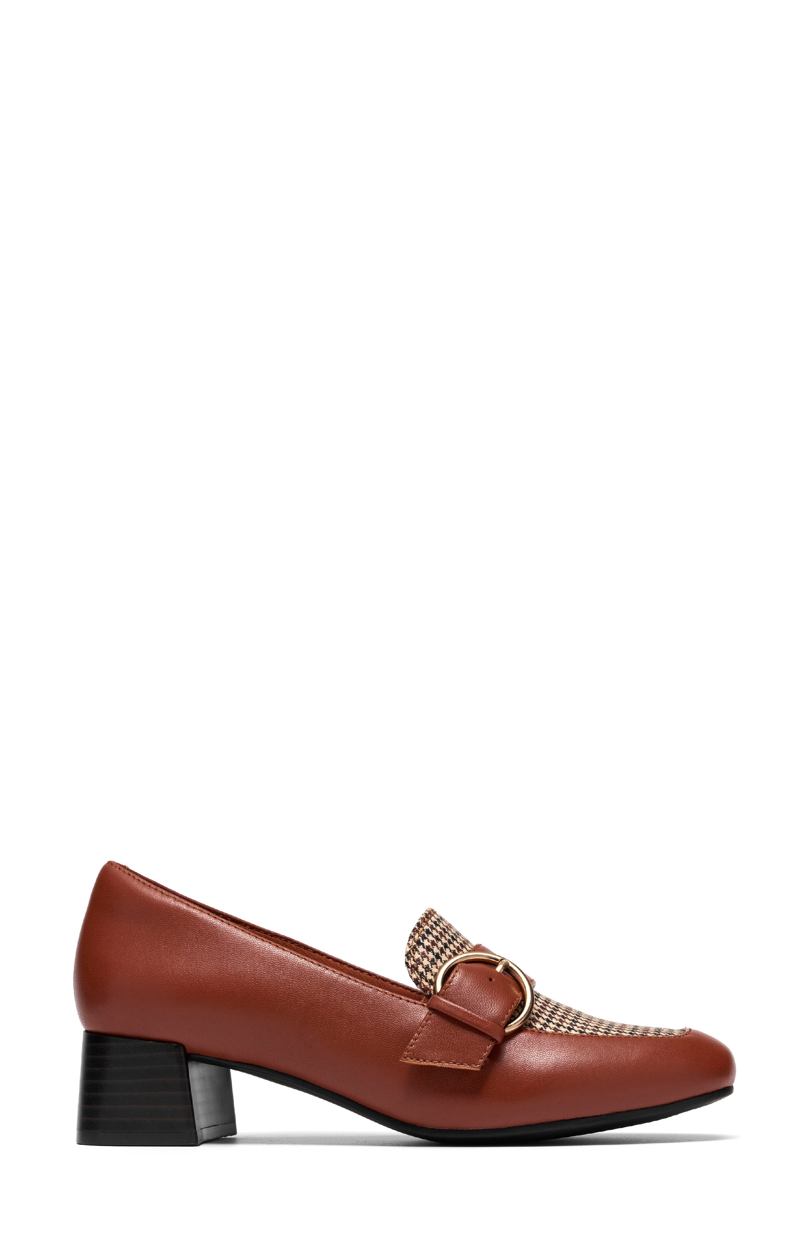 Iridessa Big Buckle Leather Loafer Pump, Alternate, color, TAN INTEREST