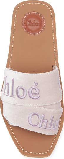 Woody Logo Velvet Slide Sandal