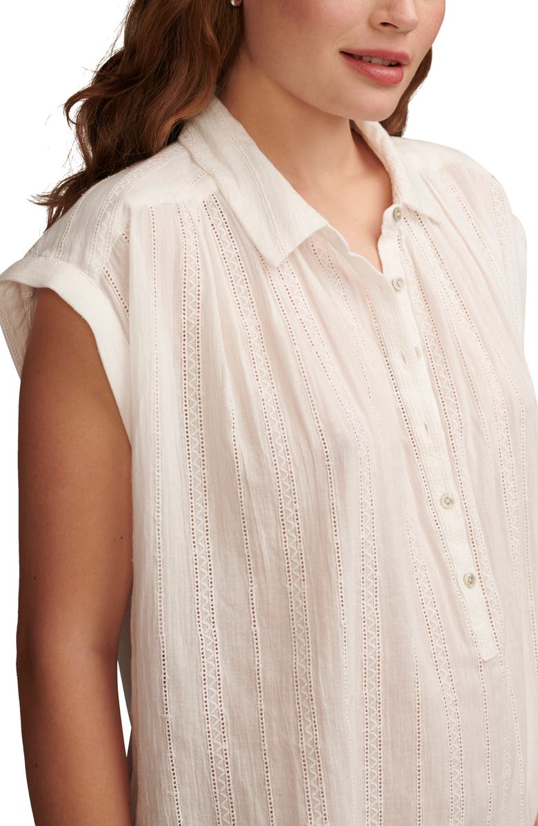 Lucky Brand Lace Detail Pullover Top, Alternate, color, Bright Whi