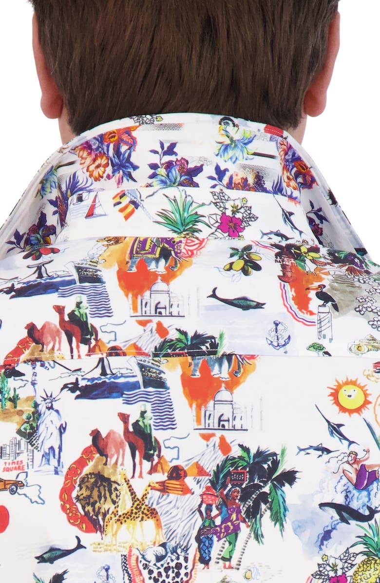 Robert Graham Trippin Short Sleeve Stretch Button-Up Shirt, Alternate, color,