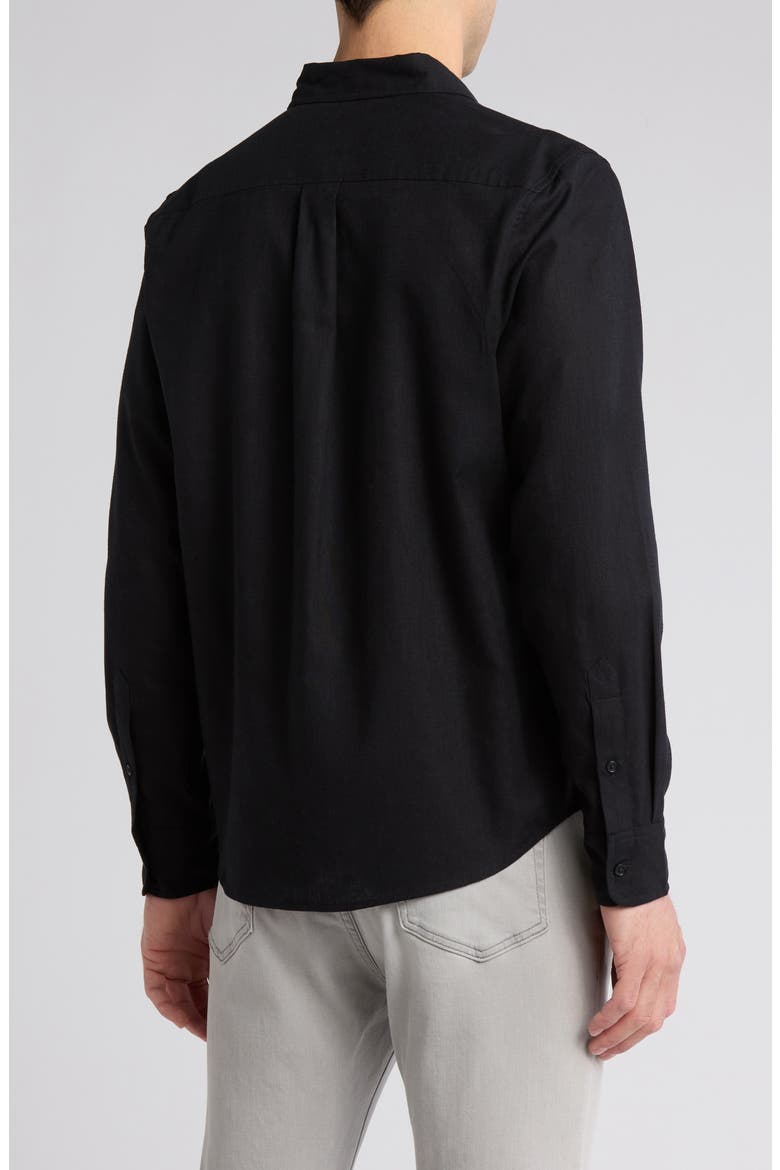 Solid Linen Blend Button-Up Shirt, Alternate, color, BLACK