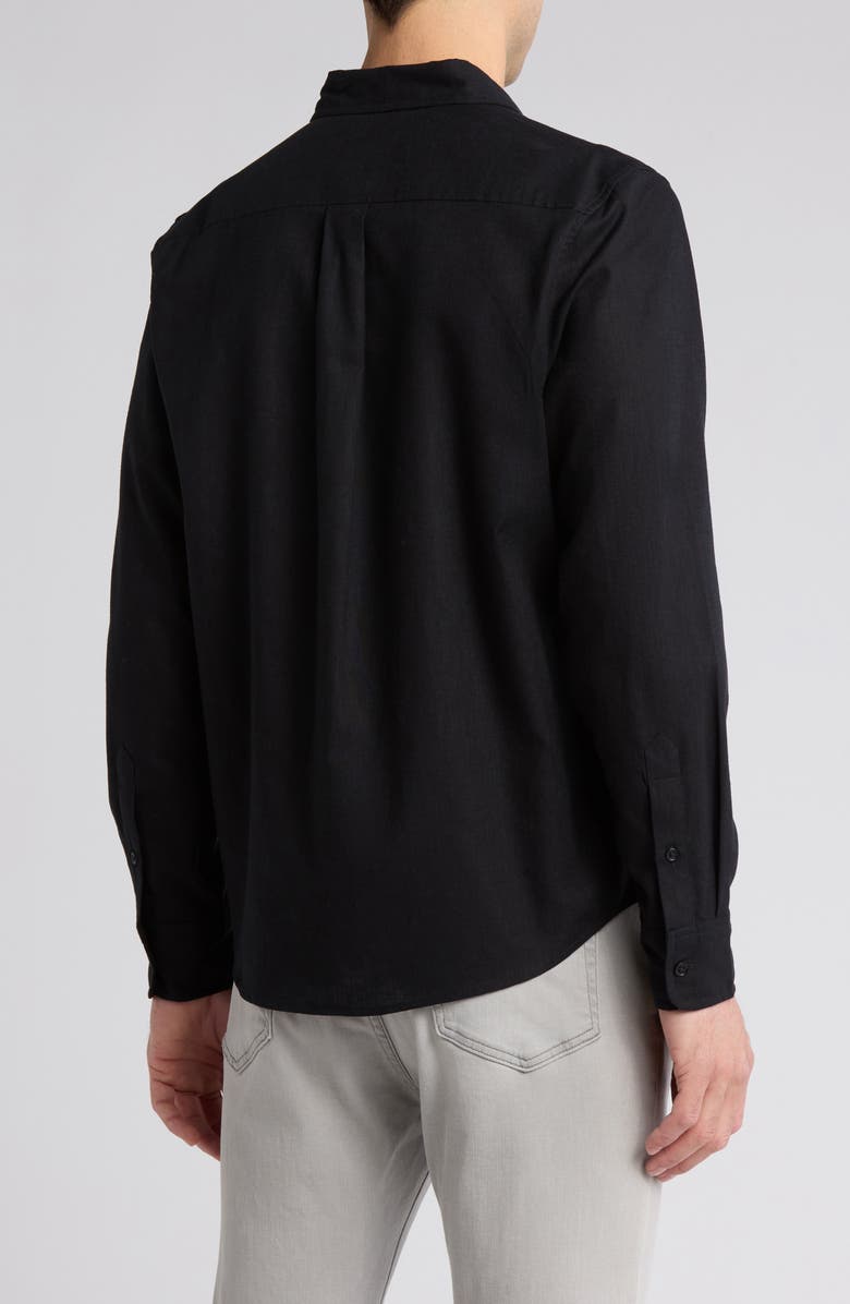 14th & Union Solid Linen & Cotton Button-Up Shirt, Alternate, color, Black