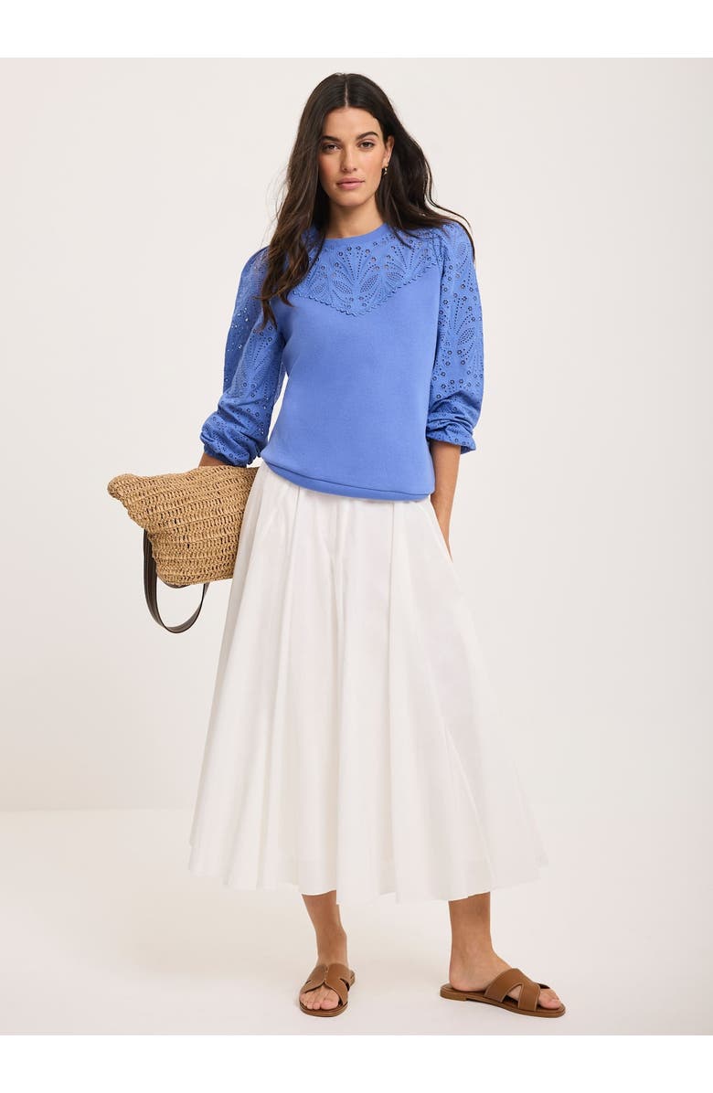 MINT VELVET Cotton Blend Broderie Sweatshirt, Alternate, color, Blue