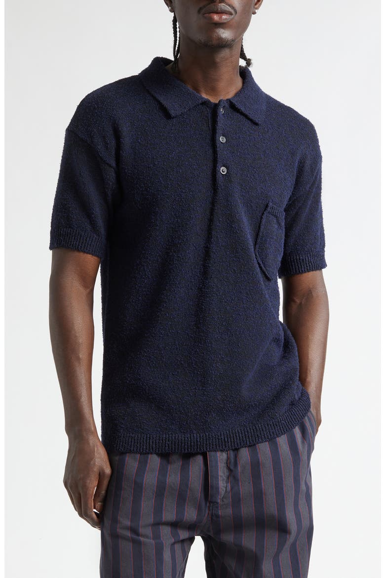 Cotton & Wool Blend Polo, Main, color, BLUE/ BLACK
