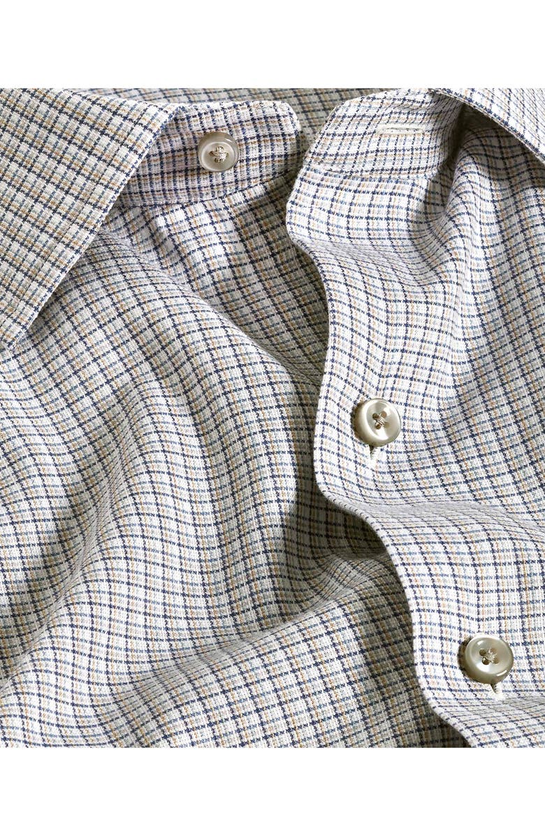 David Donahue Cotton & Cashmere Micro Check Sport Shirt, Alternate, color, Blue Multi
