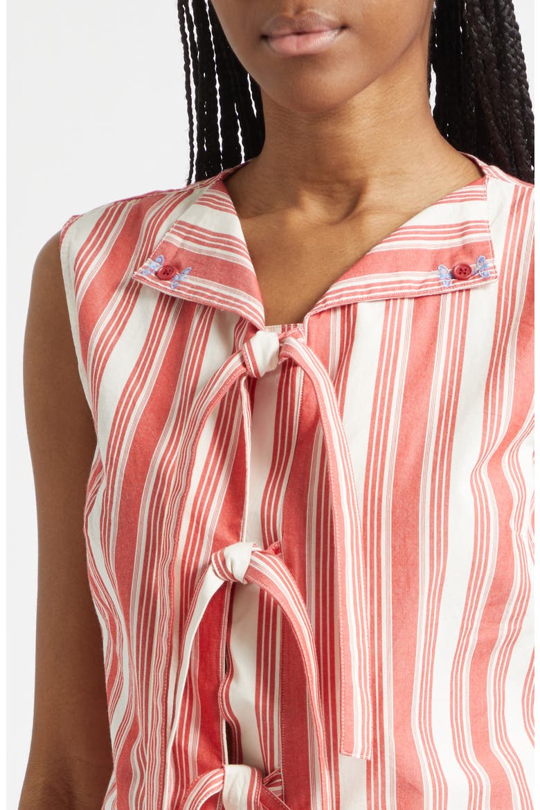 Stripe Organic Cotton Vest, Alternate, color, SCARLET TROT