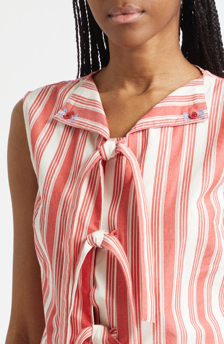 Stine Goya Stripe Organic Cotton Vest, Alternate, color, Scarlet Trot