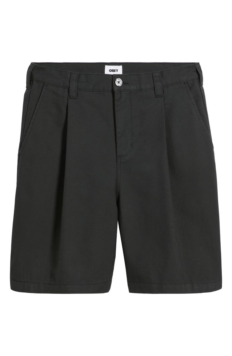 Obey Oliver Pleated Cotton Twill Shorts, Alternate, color, 