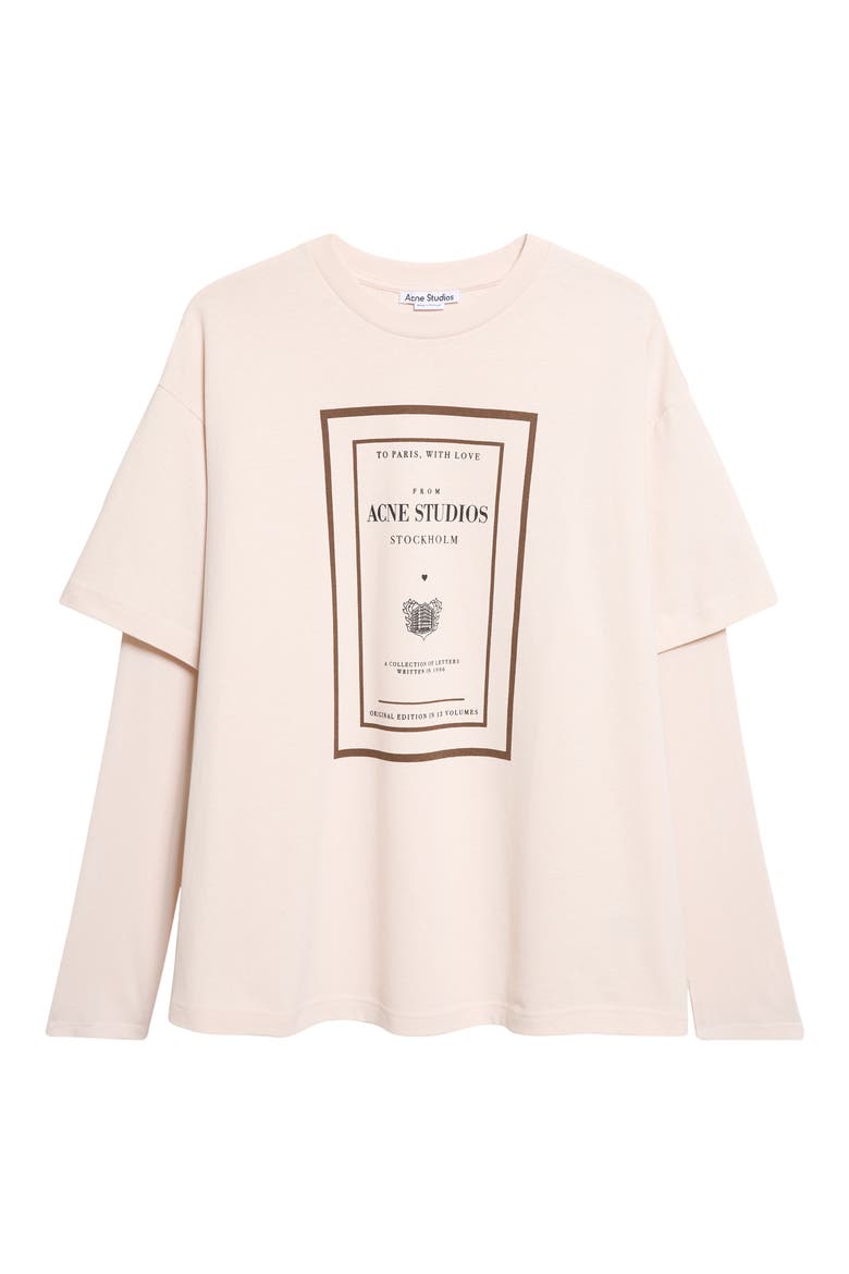 Edra Book Cover Oversize Layered Graphic T-Shirt, Main, color, WARM BEIGE
