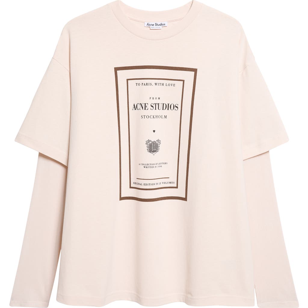 Acne Studios Edra Book Cover Oversize Layered Graphic T-shirt In Neutral
