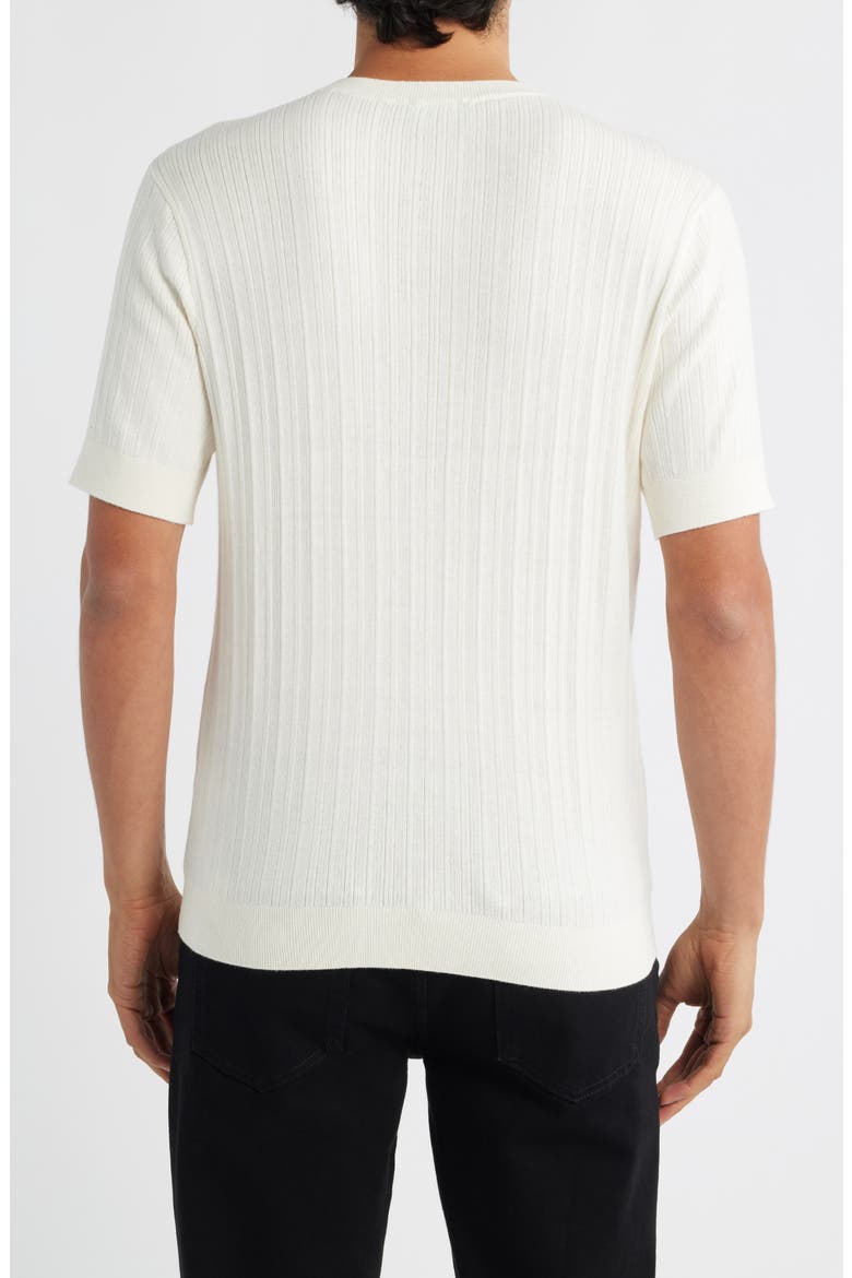 Short Sleeve Cotton & Cashmere Rib Sweater, Alternate, color, SOLID WHITE