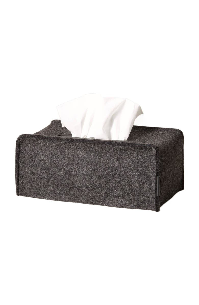 Graf Lantz Merino Wool Large Tissue Box Cover, Main, color, Charcoal Black