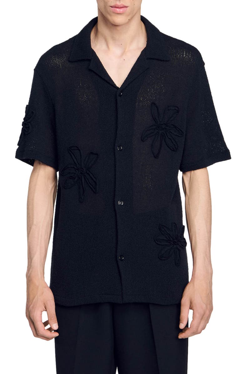 SANDRO Floral knit shirt, Main, color, 