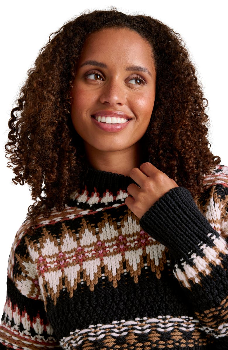 Splendid Henrietta Fair Isle Mock Neck Wool Sweater, Alternate, color, Black Mix