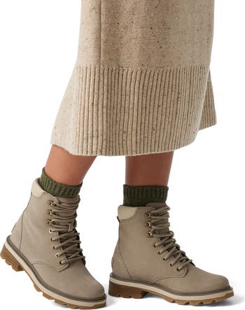 【Sorel】 Lennoxレザーアンドシアリング combatブーツ Sorel Women's Lennox Lace STKD Waterproof Boot – Campmor