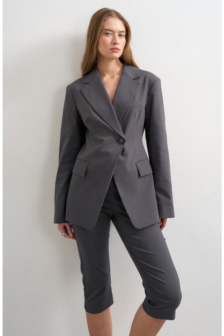 Clean Cinched Blazer, Main, color, CHARCOAL