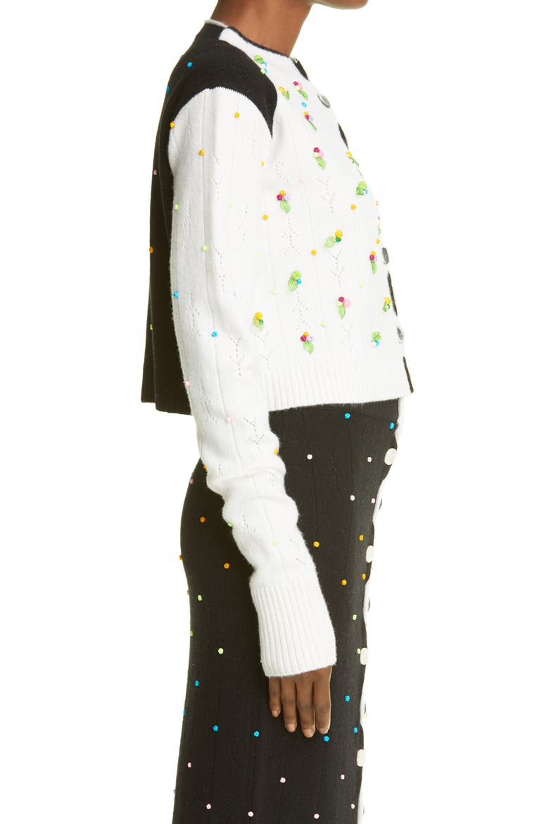 Rosie Extra Long Sleeve Lambswool Cardigan, Alternate, color, BLACK/ WHITE