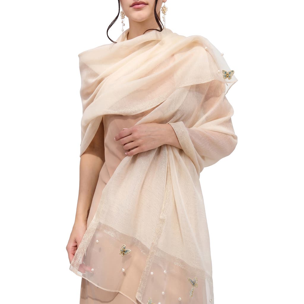 SAACHI Embroidered Scarf in Ivory at Nordstrom Rack