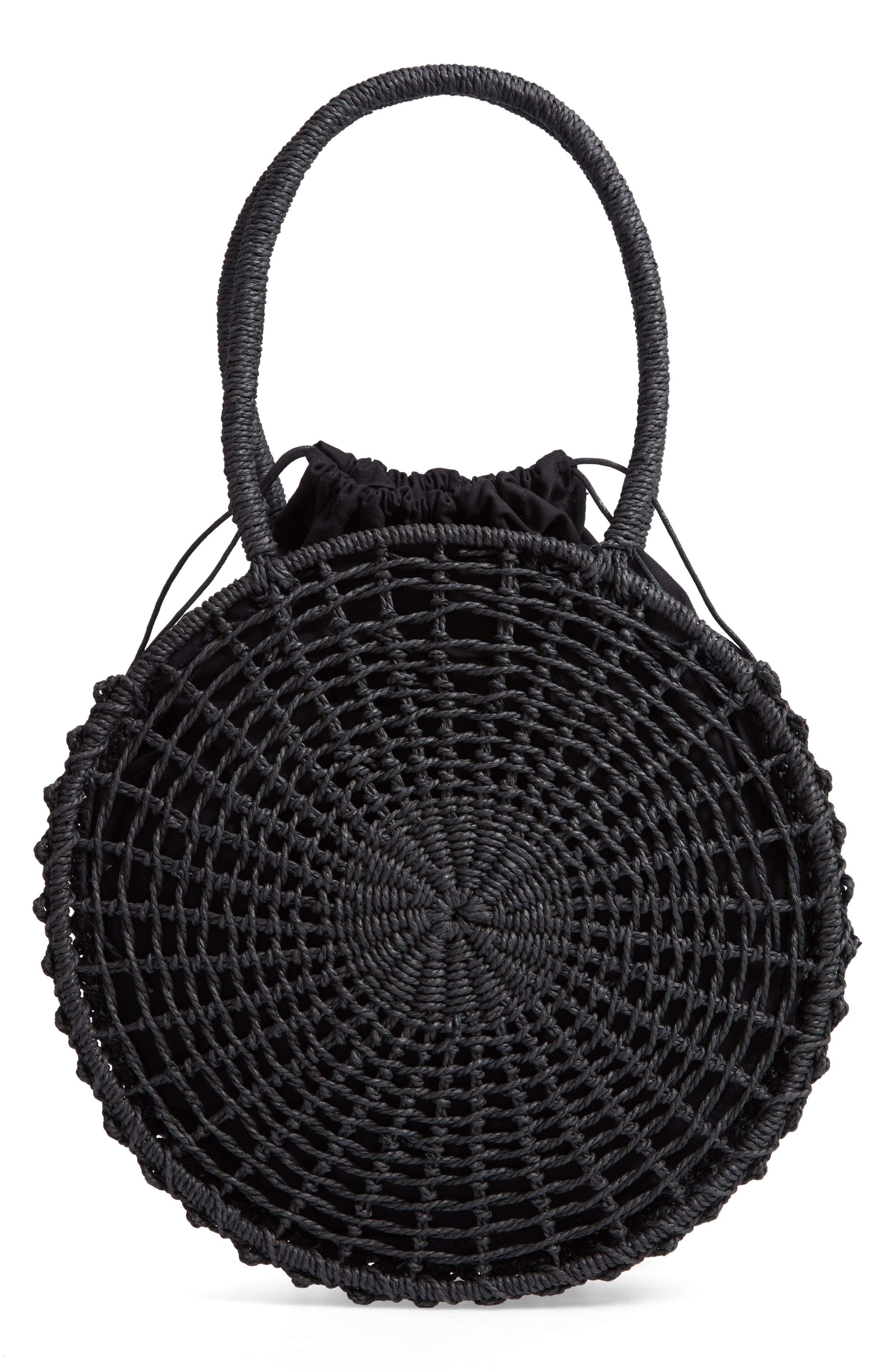 Topshop Bella Straw Circle Tote Handbag, Main, color, 