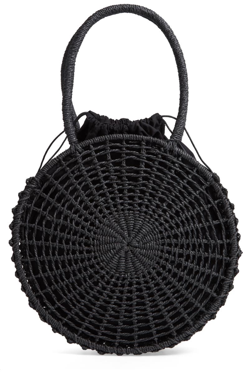 Topshop Bella Straw Circle Tote Handbag, Main, color,
