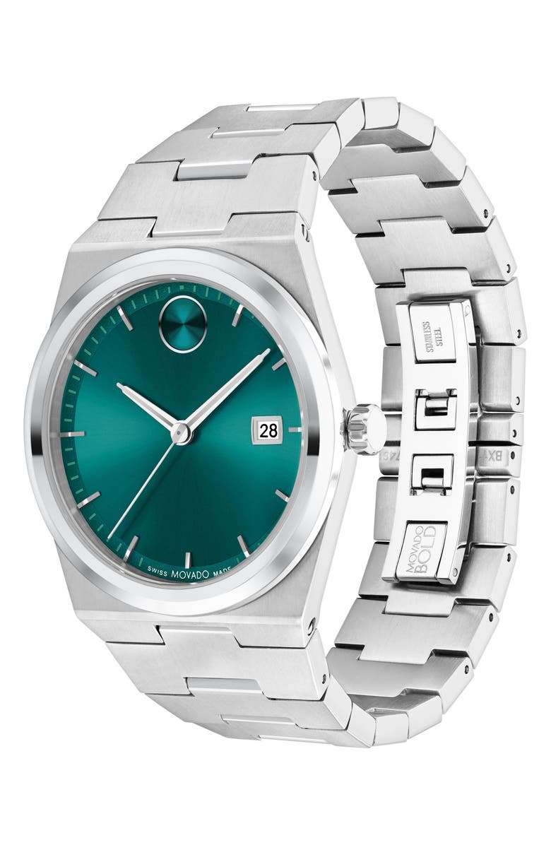Movado Quest Bracelet Watch, 40mm, Alternate, color, Green/ Silver