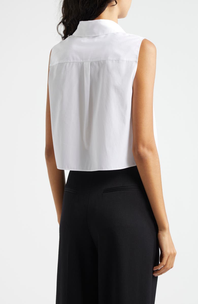 Theory Sleeveless Crop Cotton Button-Up Shirt, Alternate, color, 