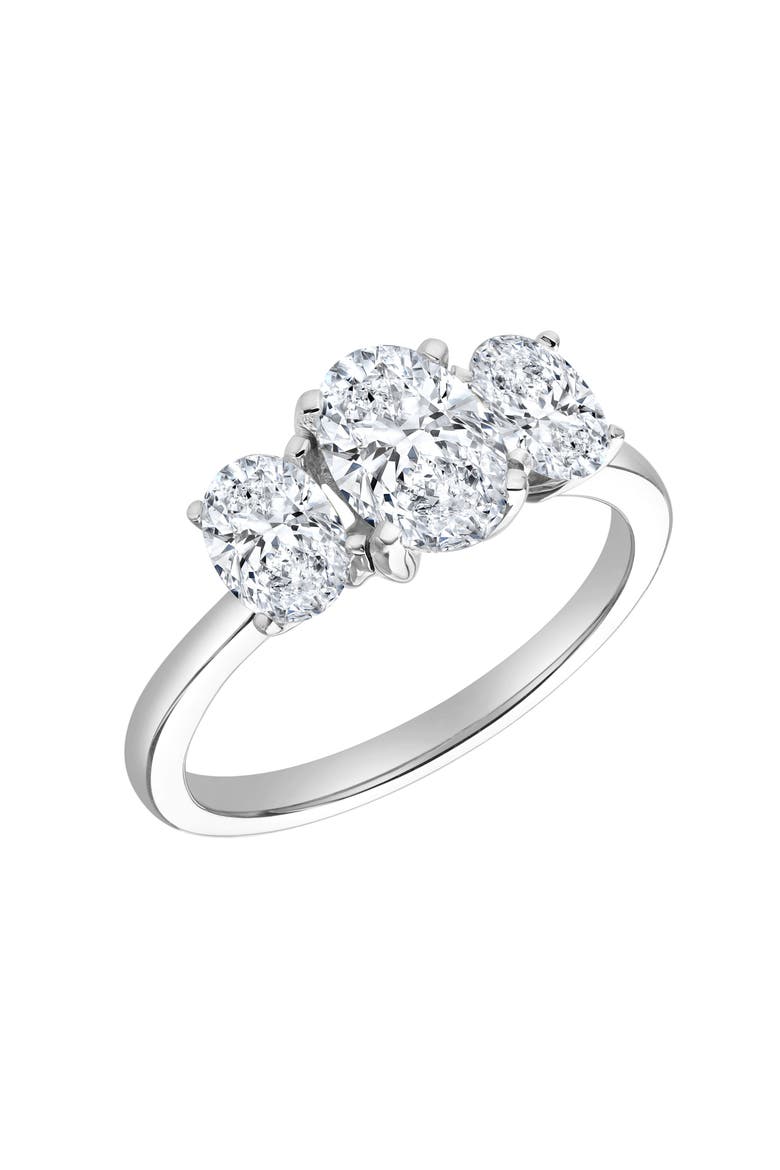 Delila 14K Gold Oval Cut Lab Grown Diamond Trinity Ring - 2 ct, Alternate, color, 14K White Gold