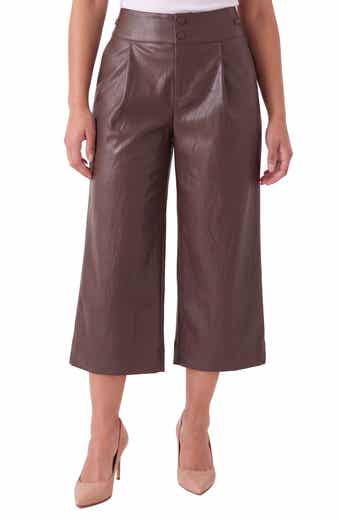 High Waist Wide Leg Faux Leather Culottes