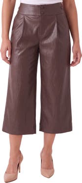 Bagatelle High Waist Wide Leg Faux Leather Culottes