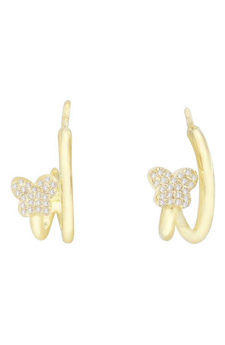 BY ADINA EDEN Adina's Jewels Pavé Mini Butterfly Hoop Earrings, Main, color, 