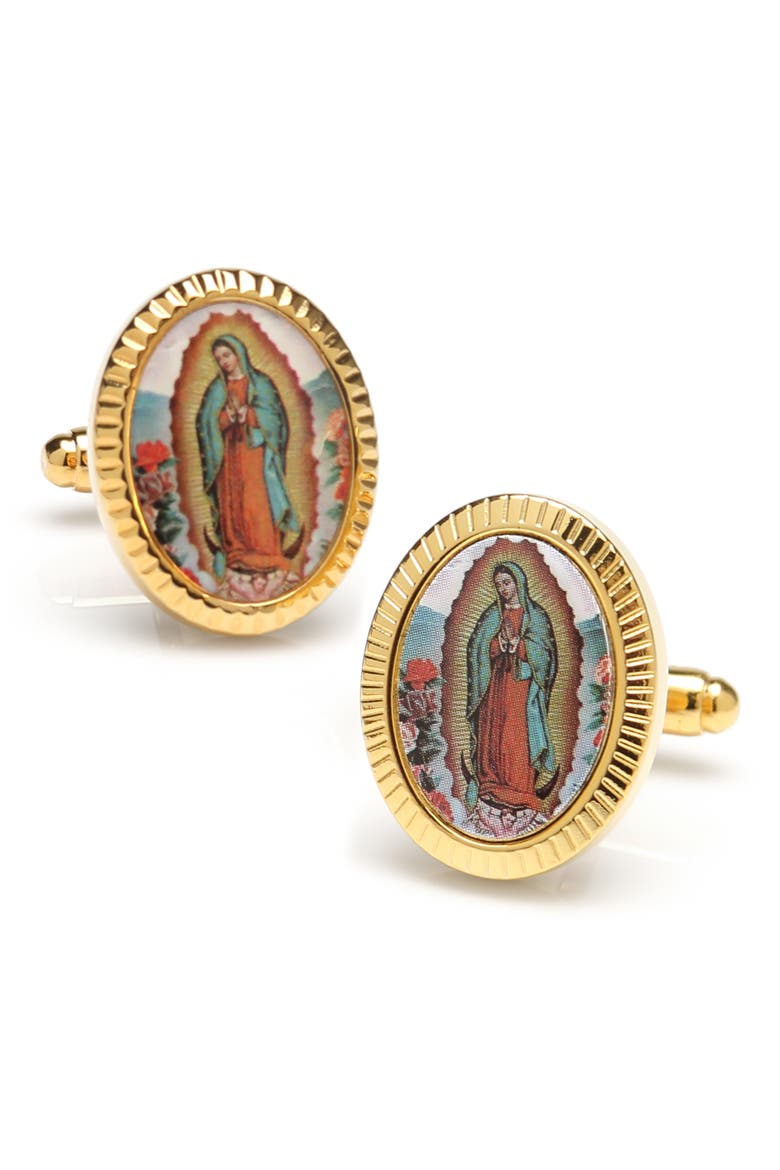 Lady Of Guadalupe Cuff Links, Alternate, color, GOLD