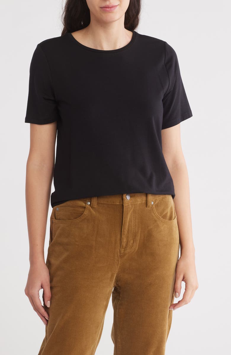 Eileen Fisher Short Sleeve Crewneck T-Shirt, Main, color, Black