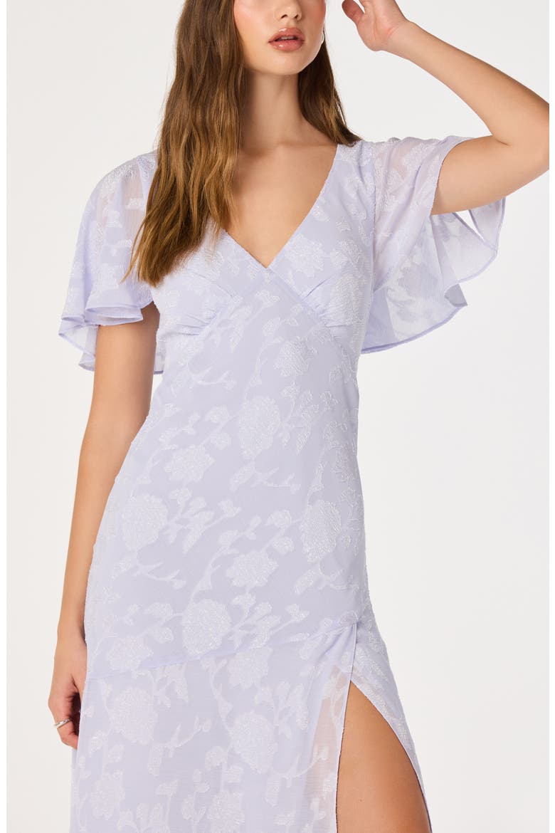 Floral Flutter Sleeve Cutout Back Midi Dress, Alternate, color, PERIWINKLE