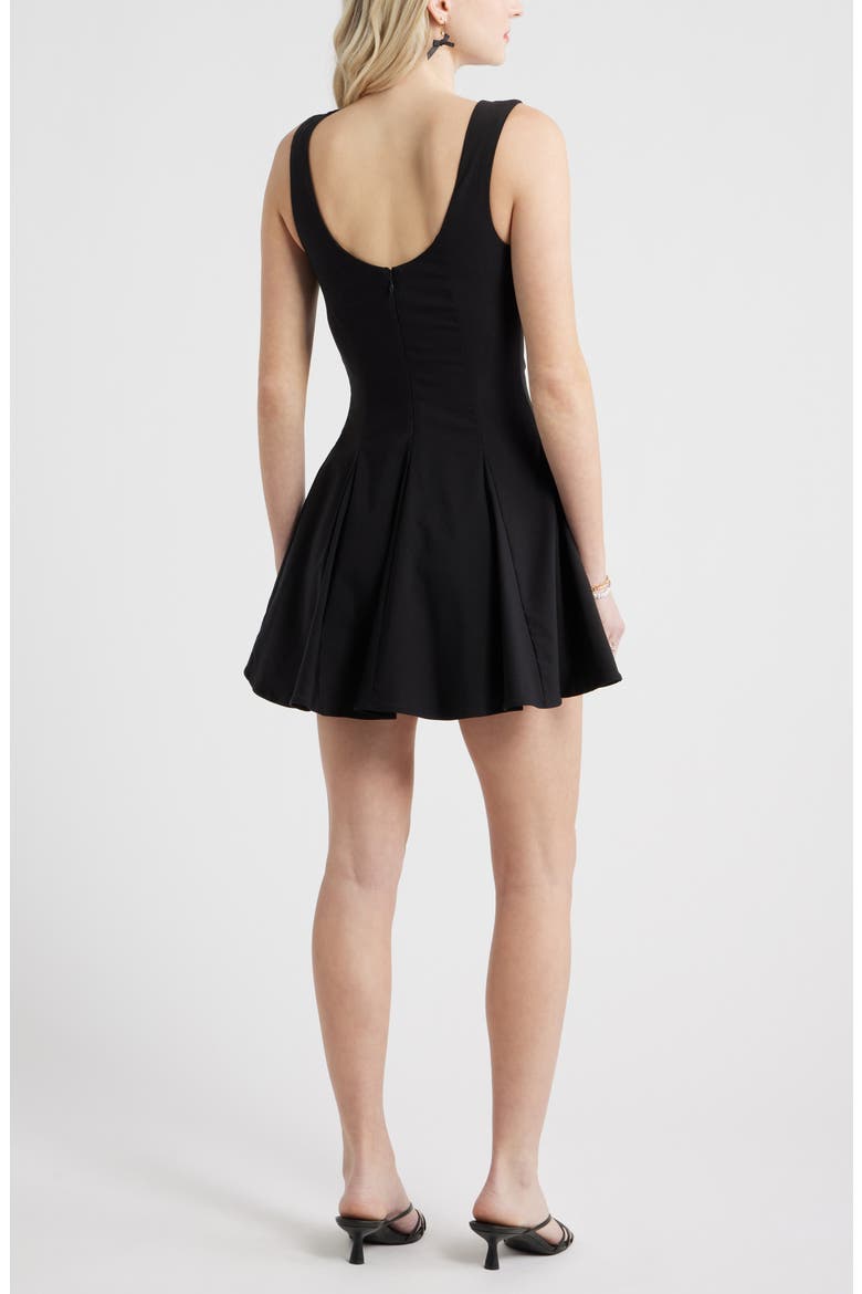 Bateau Neck Fit & Flare Minidress, Alternate, color, BLACK