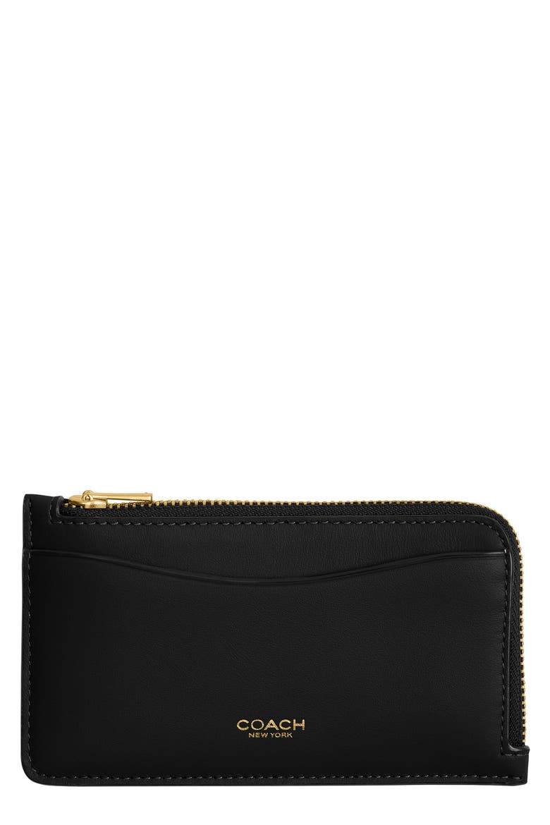 New York Refined Leather Card Case, Main, color, B4/BLACK