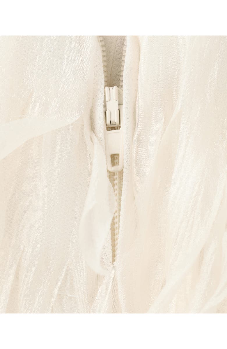 MANGO Textured Fringe Strapless Crop Top, Alternate, color, Vanilla