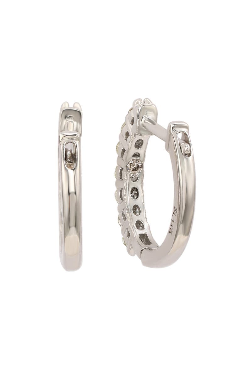 14K Gold 1.40cttw Diamond Huggie Hoop Earrings, Alternate, color, White Gold