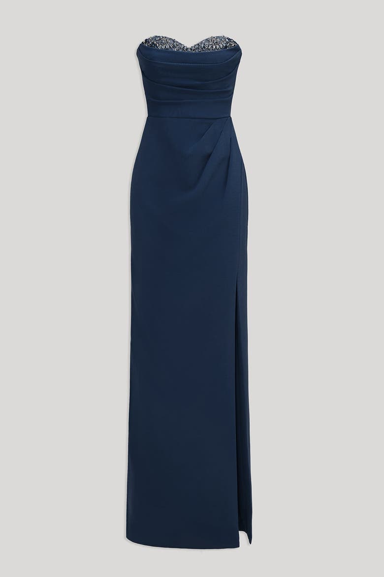 Anastasia Strapless Gown, Alternate, color, Navy